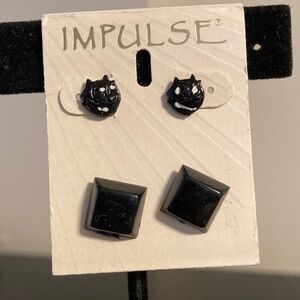Impulse Black Stud Earrings Set